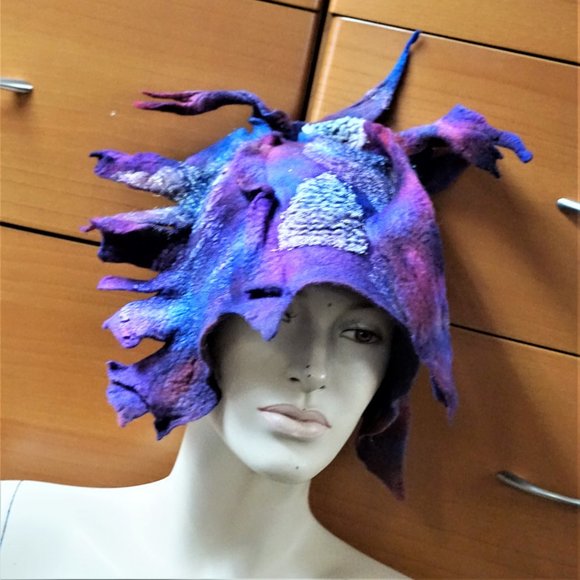 FELTED WOOL UNIQUE HANDMADE HAT GIFT FOR WOMEN